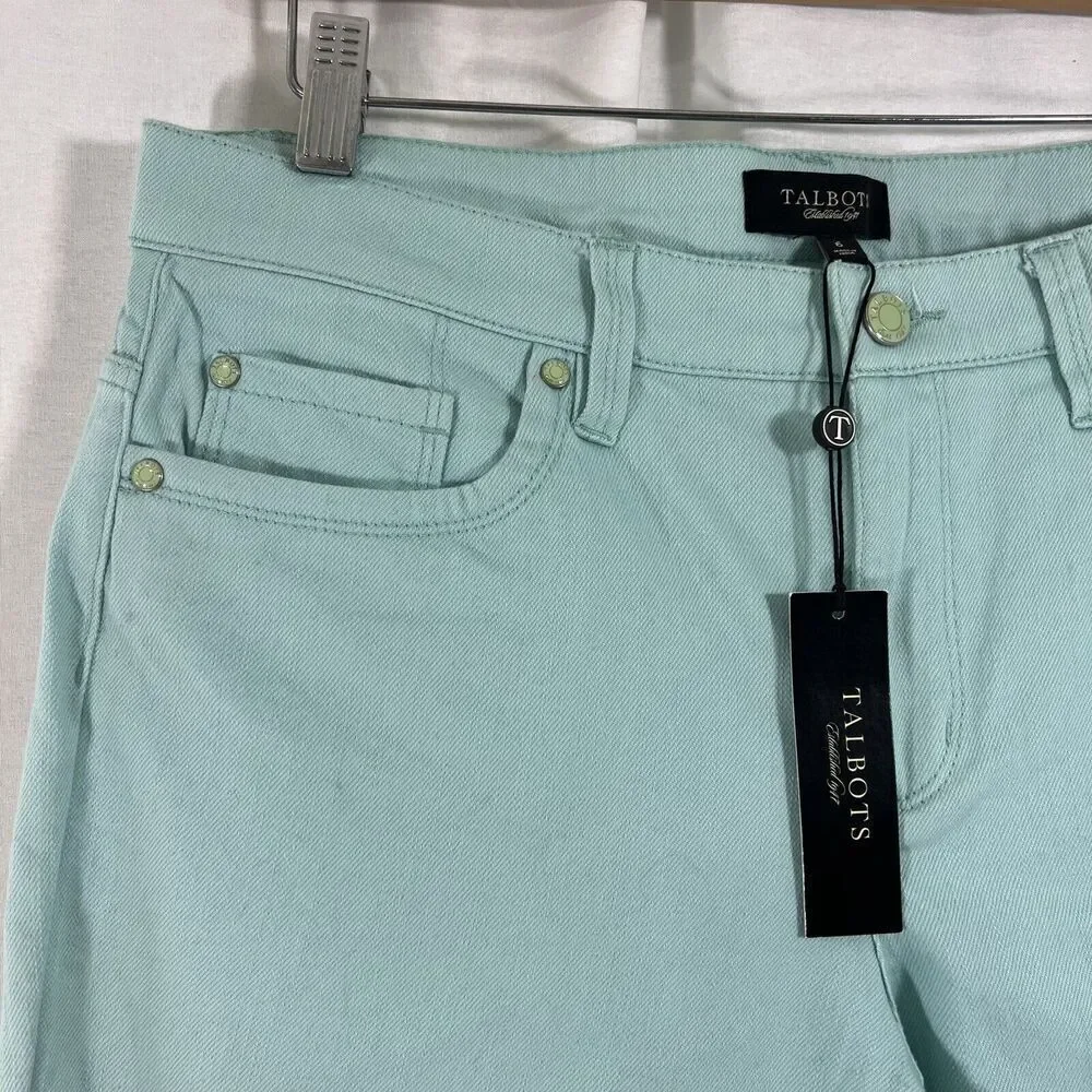 Talbots Pants Women's Sz 6 Flawless Slim Ankle Classic Denim Aqua Blue NWT - Picture 2 of 8